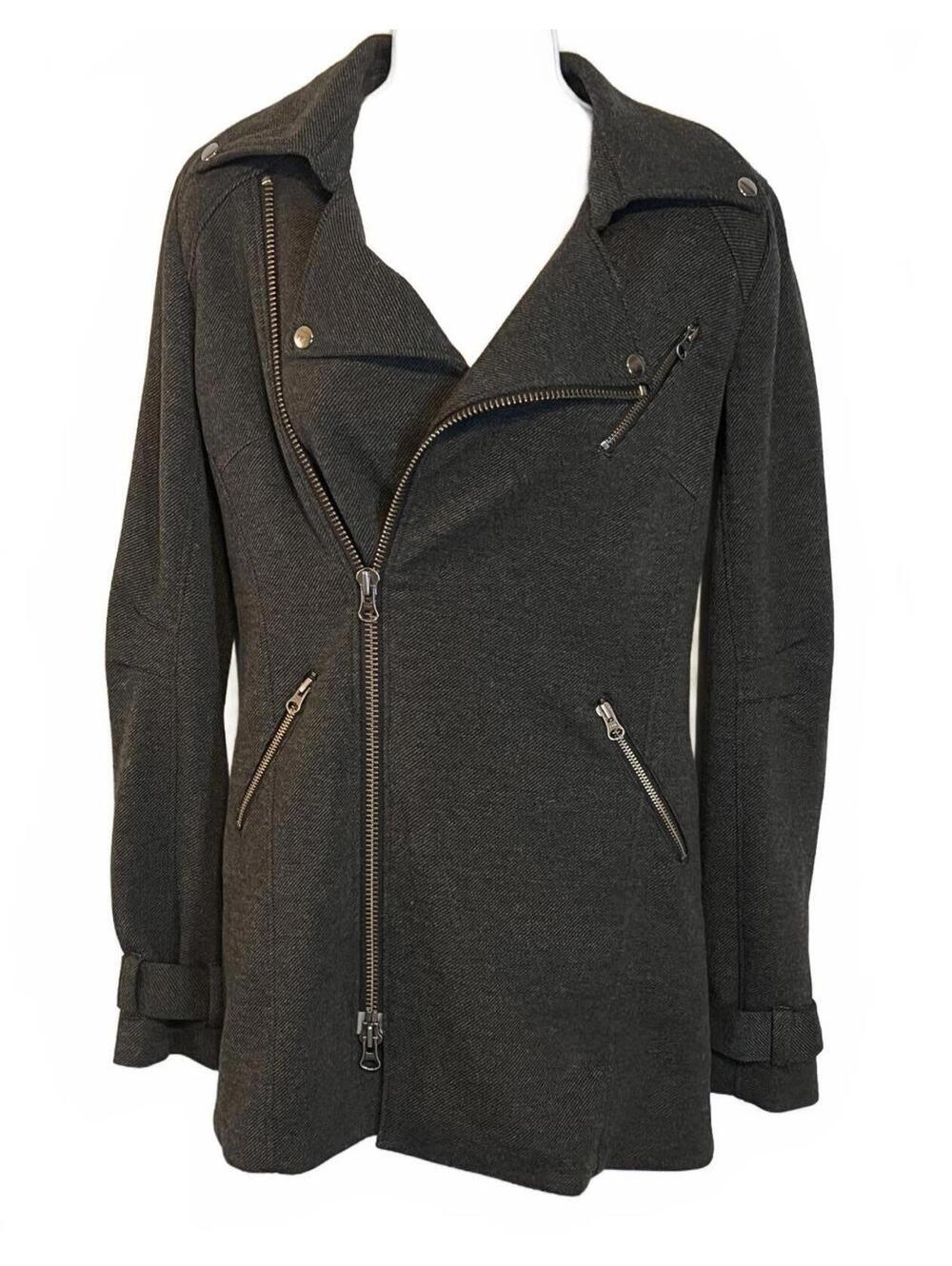 We The Free Free People Grey Knit Moto Jacket Asymmetrical Urban Street Zip 4